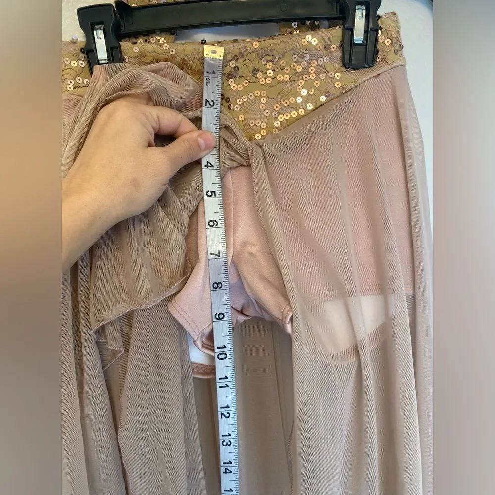 The LineUp Contemporary Lyrical Solo Costume Blush Sequin Lace Mesh Maxi XXS